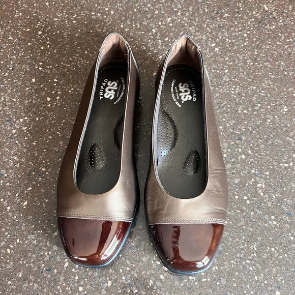 SAS Comfort Tripad Womens Leather Shoes Size 8 Brown Slip on Work Casual - Picture 2 of 9